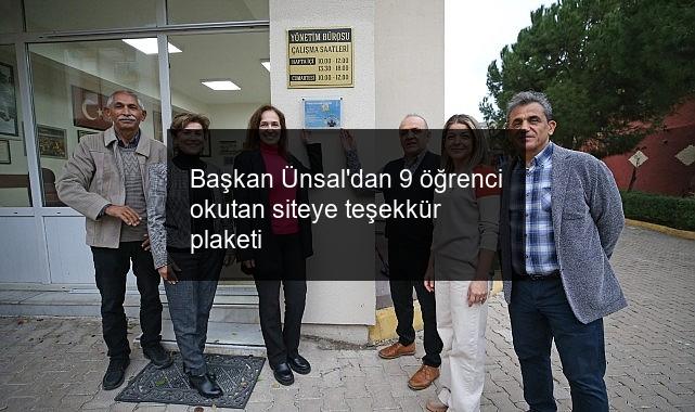Başkan Ünsal’dan 9 öğrenci okutan siteye teşekkür plaketi