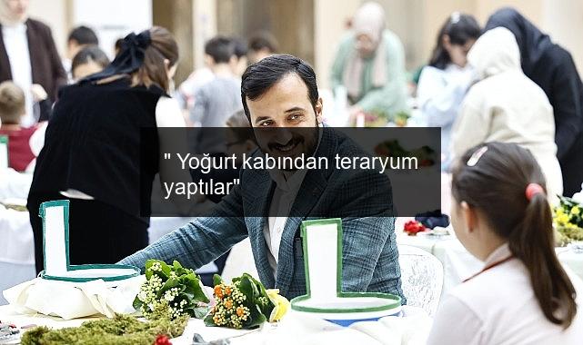 ” Yoğurt kabından teraryum yaptılar”
