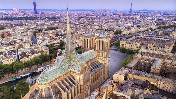 Notre Dame Katedrali için güneş enerjisi üreten çatı önerisi
